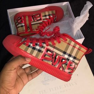 Burberry Red Graffiti vintage check high top